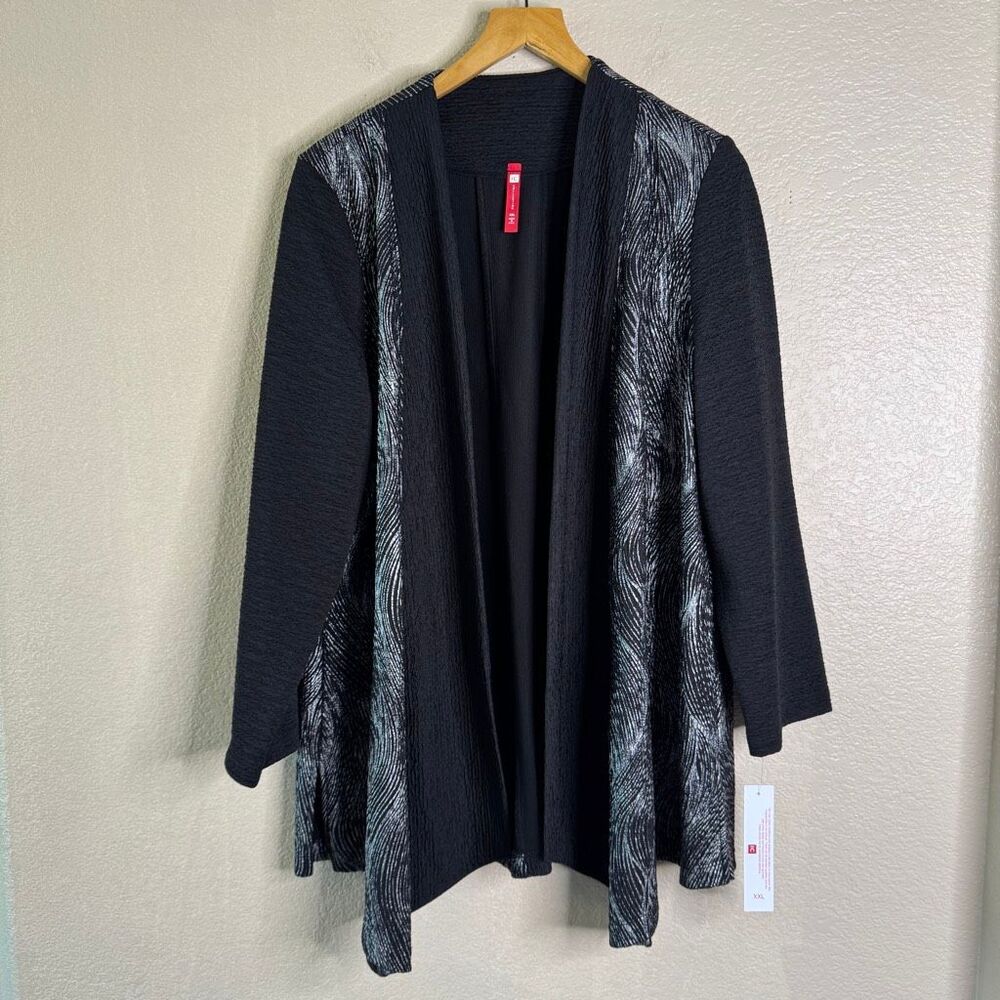 NEW IC by Connie K Crinkle Textured Open Cardigan Womens XXL Lagenlook Artsy